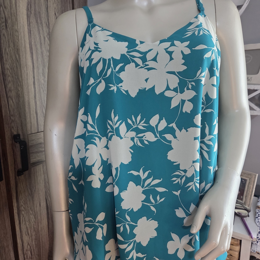 Torrid Teal and White Floral Camisole